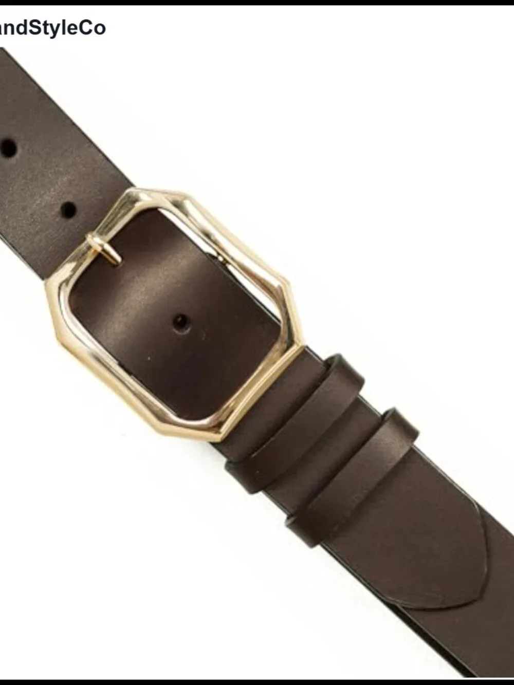 Genuine Leather Belt with Polished Gold Harness Buckle